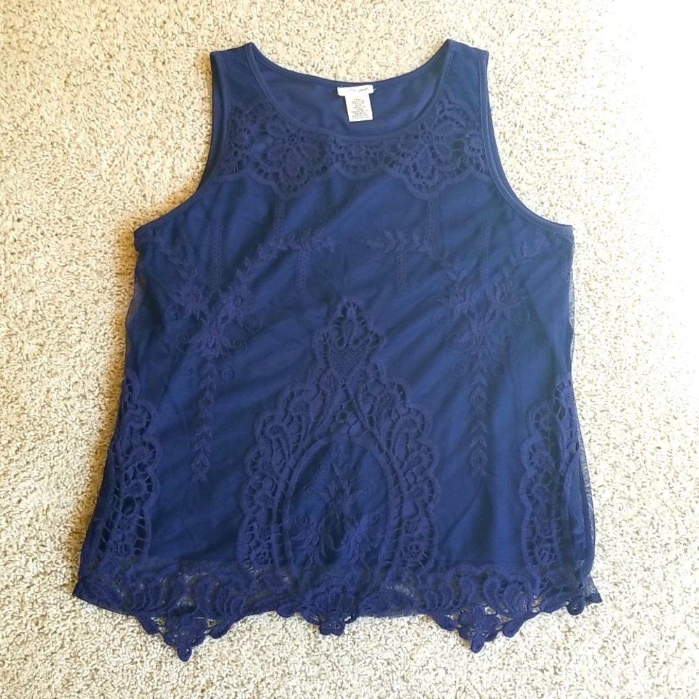 Blue lace front top